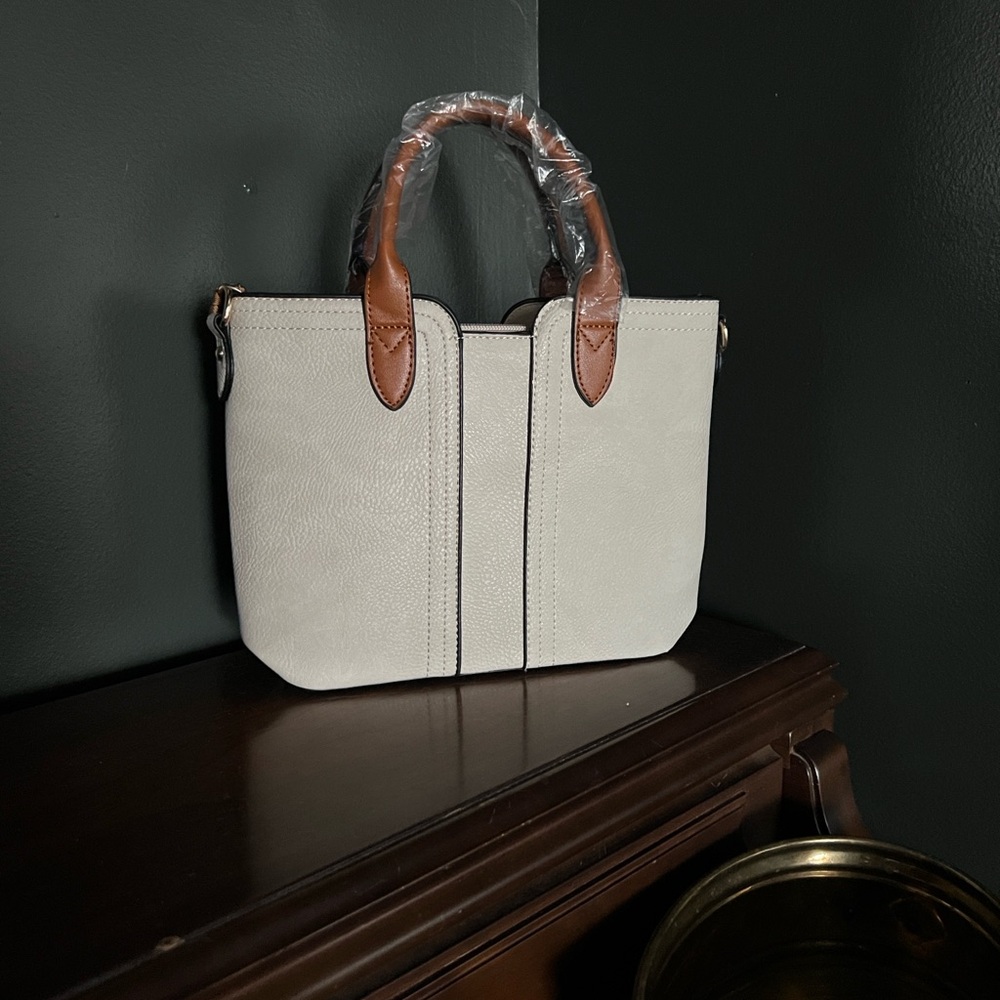 Montana West White and Brown Satchel
